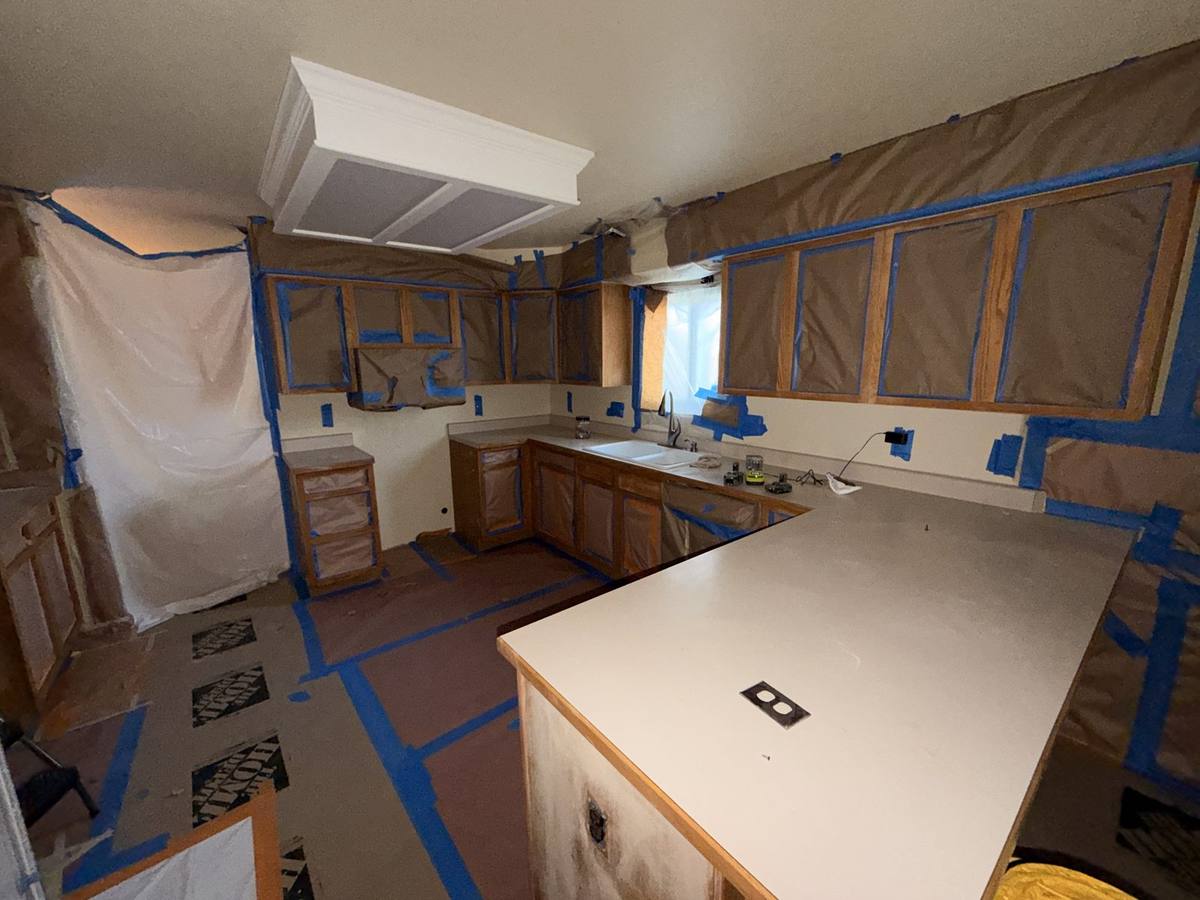 Kitchen remodel prep and masking during construction — Denver by Gribbons Group Corp